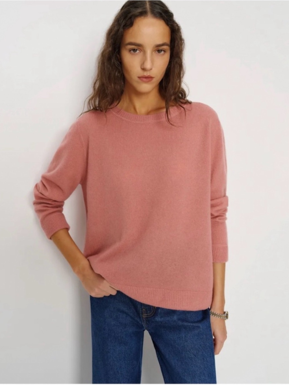 Reformation Cashmere Boyfriend Sweater Pink Size L Crewneck